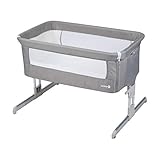 Safety 1st Beistellbett Calidoo, höhenverstellbares Babybett, gemütlich und weich gepolstert, das Beistellbettchen ist nutzbar ab der Geburt bis max. 9 kg, warm grey