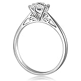 Hoisy Eheringe Silber, Ring Frauen Silber Schlicht 6 Claw Zircon Solitaire Ring 0.3Ct Rund Größe 56 (17.8)
