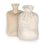 Babmoge Wärmflasche mit weichem Bezug 2L waschbare, Sicher und langlebig Mutter und Vater großes Geschenk (weiß)