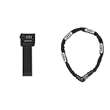 ABUS Faltschloss Bordo Combo 6100/90, Schwarz , 90 cm, 51796 & 5805C Vorhängeschloss, schwarz, 75 cm Läng