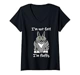 Damen Ich bin nicht fett Ich bin Fluffy Chonky Cat Chonker T-Shirt mit V