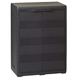 vidaXL Gartenschrank mit 1 Regal Haushaltsschrank Kunststoffschrank Spindschrank Schrank Spind Terrassenschrank Balkonschrank Schw