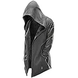 GOUWUCHE Kapuzenpullover Herren Assassin's Creed Origins Herren Halloween Herren Freizeitjacke Langarmshirt Double Layered Full Length Hoodie Cosplay Jacke LäSsiger Kordelzug H