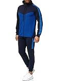 OneRedox Herren Jogginganzug Sportanzug Trainingsanzug Sweatshirt Hose Jogging Anzug Modell 1053 Blau XXL