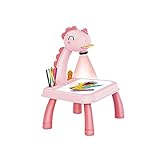Intelligenter Kinder Projektor Schreibtisch Schreibtafel Malbrett Maltafel Zaubertafel Mit Licht Und Musik, Lern Malmaschine Spielzeug 50ml, Aquarellstift Für Jungen-mädchen 3-8 Jahre Alt (Rosa-02)