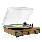 LEIKEI Vintage Plattenspieler Plattenspieler, Tragbarer Vinyl-Player Drahtloser Koffer 3-Gang-Plattenspieler Schwarz Mit Eingebauten Lautsprechern Plattenspieler,Yellow Wood G