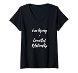 Damen Single Comited Relationship Online Dating Bro Funny Gag T-Shirt mit V
