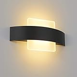 ZMH LED Wandleuchte Warmweiß Innen Wandlampe Wohnzimmer 6W aus Acryl Modern Bettlampe Nachtlampe 23.5cm in Schwarz und Weiß für Schlafzimmer Wohnzimmer Arbeitszimmer Trepp