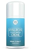 Hyaluronsäure Mineralkomplex Creme für Gesicht, Hände, Nacken und Dekolleté. Hydratisierende Tagescreme mit Hyaluron, Shea Butter, Antioxidantien und Algenkomplex. Für Frauen und Männer. 100