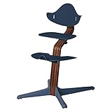 Nomi Hochstuhl, Individuell gestalten, 4 holz- und 10 farbevarianten, Bügel, Kissen,Tisch, Gurt, Baby wippe, Spielbügel und Matratzen als Zubehör wählen (Dunkel Blau, Walnuss natur geölt)