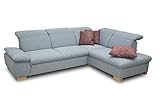 DOMO Collection Maven Ecksofa, Sofa mit Arm- und Rückenfunktion, Polsterecke mit Federkern und Relaxfunktion, 286x218x77 cm, Eckcouch hellb