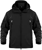 Memoryee Herren Wasserdichte Softshelljacken Warme Militärische Outdoor Taktische Hoodies Camouflage Coat/Black(New)/5XL