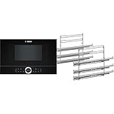 Bosch BFL634GB1 Serie 8 Einbau-Mikrowelle / 900 W / 21 L/Türanschlag Rechts/Schwarz/AutoPilot 7 & HEZ638370 Zubehör für Backöfen / 3-fach Teleskopvollauszug/E