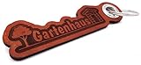 Samunshi® Leder Schlüsselanhänger mit Gravur Gartenhaus Geschenke Made in Germany 12x3,1cm Cognac braun/g