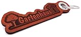 Samunshi® Leder Schlüsselanhänger mit Gravur Gartenhaus Geschenke Made in Germany 12x3,1cm Cognac braun/g