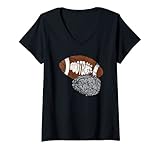 Damen Fußballfanatiker Fußball im Gehirn Lustiger Fußball T-Shirt mit V