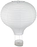 Rayher 87192102 Papierlampion Heißluftballon, 30cm ø40cm, m. Metallgestell, weiß