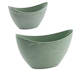 Kunststoffschale 2er Set grün - Deko Blumen Schale in Beton Optik