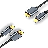 TENKY 2 x Typ-C auf USB 3.0 Micro B, Micro B USB C 3.0 Kabel, Kabelverbinder 5 Gbit/s externe Festplattenkabel für Festplatte Computer, 0,5