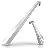Darwin® PREMIUM Schuhlöffel Metall lang 2er Set - 42 & 14cm - langer Edelstahl Business Schuhlöffel - Schuhanzieher lang und klein im 2er Pack