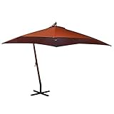 Susany Ampelschirm mit Mast Sonnenschirm Gartenschirm Strandschirm Marktschirm Schirm für Terrasse Garten Massivholz Tanne 3x3m Terracotta-R