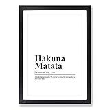 Big Box Art Wörterbuch Hakuna Matata Typografie, gerahmt, Wandbild, fertig zum Aufhängen, Schwarz, A2 (62 x 45 cm)