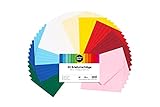 perfect ideaz 50 bunte Brief-Umschläge 11 x 15,5 cm (DIN-A6 geeignet), Recycling-Umschlag ohne Fenster, nachhaltig in Deutschland hergestellt, Brief-Hülle in 10 Farben, Kuvert-Set blanko, nass-kleb