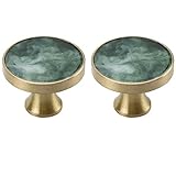 Sysrqcer 2 stücke Klassische Kleiderschrank Tür ziehen Kommoden Schubladenknöpfe Kupfergriffe Tür ziehen Knopf Möbel Hardware Küchenschrank Griff (Color : Green, Size : Diameter: 32 mm)