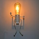 Kreative Vintage Wandleuchte LED Industrie Retro Wandlampe Schwarz Eisen Halter Innen Art Deco Für Bar, Schlafzimmer/Küche/Restaurant/Café/Flur/Schwarz,Weiß