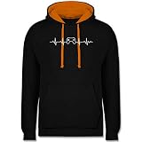 Nerd Geschenke - Herzschlag Gaming Controller - L - Schwarz/Orange - Gamer Hoody - JH003 - Hoodie zweifarbig und Kapuzenpullover für Herren und D