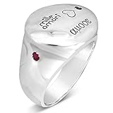 Damenring Massiv Silber 925 Sterling Silber - Naturschwarzer Diamant 0,05 Ct - 2 Naturrubine 0,10 Ct - Kollektion LOVE - Klicken Sie auf MILLE AMORI blau und entdecken Sie alle unsere Kollek