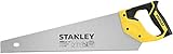 Stanley JetCut feine Handsäge 2-15-595 in 450 mm Länge – Säge für Holz, Kunststoff, Laminat – Mit Griff aus Bi-Material, verbesserter Verzahnung & 45/90° Anschlag für präzises Säg