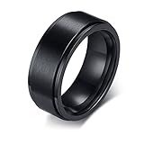 Banemi Herren Ring Mit Gravur, Partner Rings Personalized Edelstahl Negro Giratorio Hypoallergen Partnerringe Abschlussgeschenk Größe 67 (21.3)