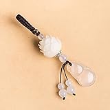 Schlüsselanhänger handgemachte geschnitzte Bodhi Lotus Blume Keychain for Frauen Männer Vintage Schmuck Hängende Schlüsselanhänger Einfache Stein Gourd Auto Schlüsselanhänger Natürliche Achat C