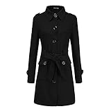 GULASISI Wintermantel Damen Lang Revers Tailliert Mantel mit Gürtel Winter Warme Elegant Long Temperament Wollmäntel Übergangsmantel Winter Mantel Cardigan Outwear S