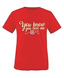 Comedy Shirts - You Know You Love me XOXO - Jungen T-Shirt - Rot/Beige-Weiss Gr. 110/116