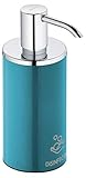 KEUCO Desinfektionsmittelspender, hochglanz-verchromt/türkis, nachfüllbar ca. 250ml Standmodell inkl. Pumpe & Kunststoff-E