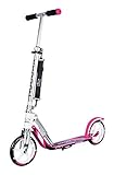 HUDORA 14738 BigWheel 205-Das Original mit RX Pro Technologie-Tret-Roller klappbar-City-Scooter, weiß/pink