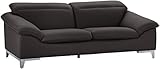 Mivano Ledersofa Teresa, Moderne 3-Sitzer Couch mit verstellbaren Kopfstützen, 235 x 84 x 109, Kunstleder Dunkelg