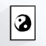 Din A4 Kunstdruck - Ying Yang - Feng Shui Symbol Yoga Aquarell Tusche Druck Poster Bild - ohne R