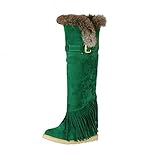 RTPR Winterstiefel Damen rutschfeste Gefüttert Schneestiefel Hohe Stiefel Damen ohne Absatz Lange Stiefel für Frauen Flach Wasserdicht Casual Cowboystiefel Wasserdicht Wü
