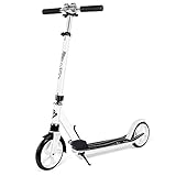 BELEEV Roller Erwachsene, Tretroller Kick Scooter mit 2 Rädern, Cityroller mit Federung, Schnellverschluss Klappbar System, 4 Höhenverstellbare, 200mm Große Räder Roller für Kinder Jugendliche (Weiß)