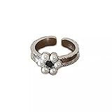 QiuYueShangMao Liebeszeugnis Retro Perlenring Mode Temperament Einfach Tropfen Glasur Blumenöffnungsring Damenschmuck Verlobungsring Jub