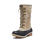 SOREL Women's Slimpack III Tall Boot — Omega Taupe, Black — Waterproof Leather Winter Boots — Size 5