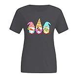 NHNKB Damen-Tops, Ostern, kurzärmelig, Freizeitmode, grau, XXXXL