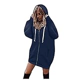 Bellelhot Frauen Klein Frisch Sweatshirt mit Kordel Kapuze Elegant Volltonfarbe Tasche knielanges Kleid Hooded Bluse Freizeit Loose Warme Wickel Blusenkleid Kleider Hoodie Oberteile Kapuzenp