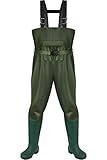 Pinkpum Wathose Anglerhose Watstiefel Watt Fisch Teich Gummi PVC Nylon Wathose mit Stiefeln kältebeständig Watthosen Teich Hose Fisch Teich Gummi PVC Grün 42