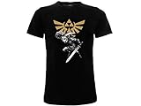 BLT Original Zelda Offizielles Link T-Shirt, schwarz mit Schwert für Erwachsene, Jungen und Kinder, Schwarz , M