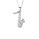 Kleine Schätze Sterling Silber Saxophon Musik Anhänger Halskette (Verfügbare Kettenlänge 40cm - 45cm - 50cm - 55cm)