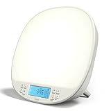 Tageslichtlampe mit Tageslichtwecker, 10000 Lux, UKW-Radio Sonnenaufgangs-/Sonnenuntergangssimulation, Wetterstation, Naturgeräusche, Lichtwecker Wake up Light für Lichttherapie mit UV-freie LED